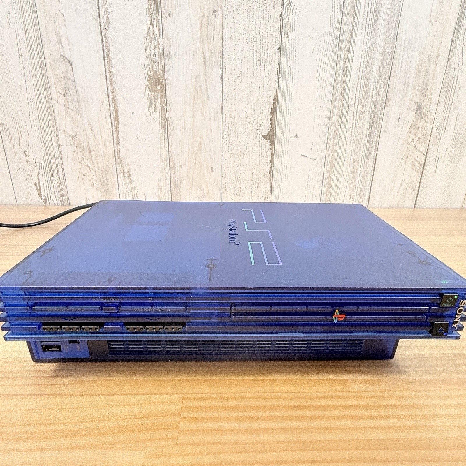 Sony PlayStation 2 Clear Blue Console SCPH-37000 Controller Set Tested Working