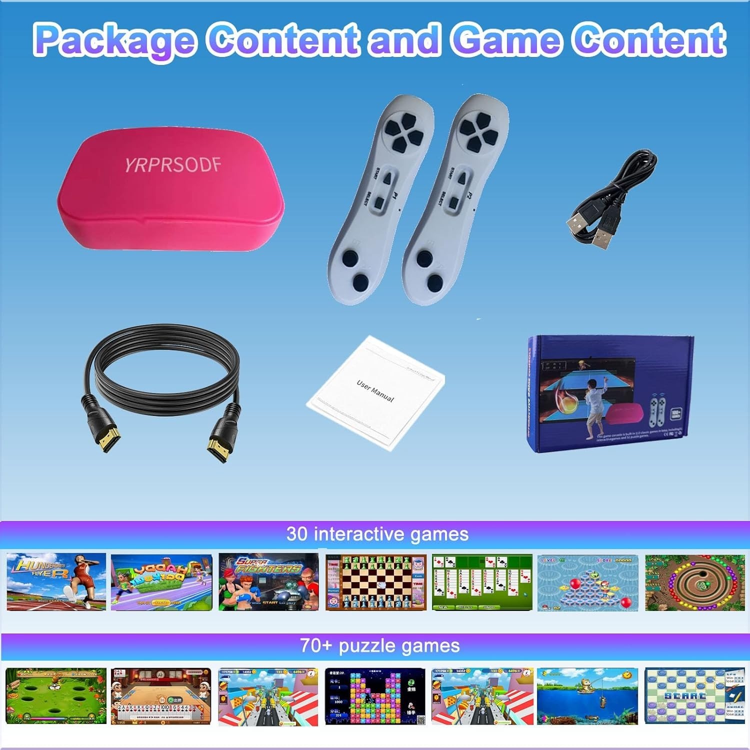 Fun & Interactive Game Console: 100+ Games, HD Output & Somatosensory Control