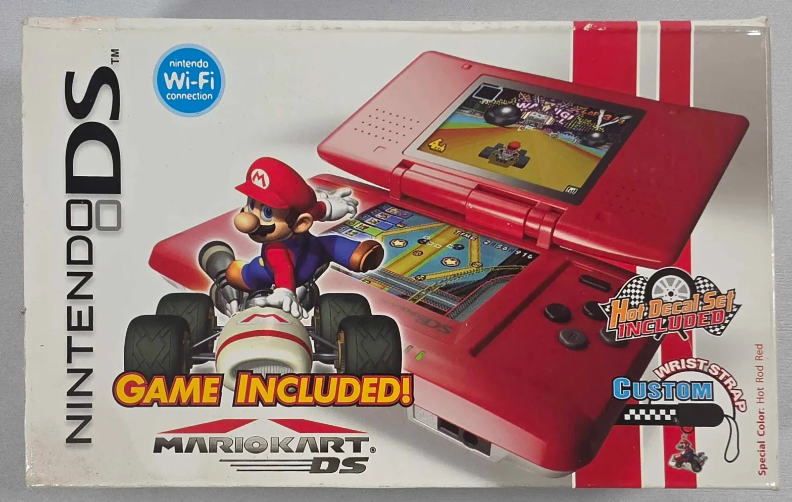 Nintendo DS Hot Rod Red Mario Kart Edition Bundle Pack – ONLY Box, Decals, Strap