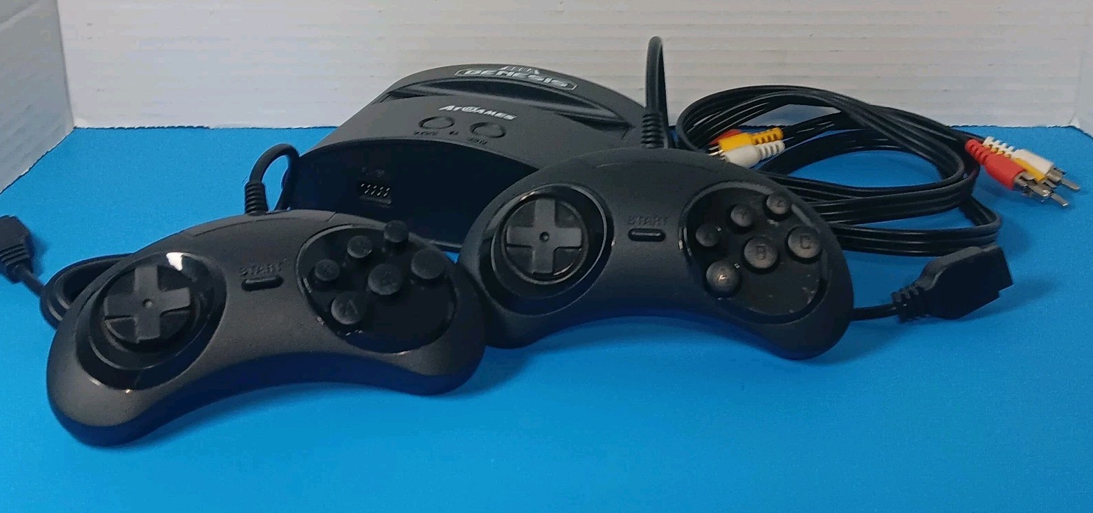Sega Genesis AT Games Mini Console 2 Controllers Cords TESTED No AC Cable