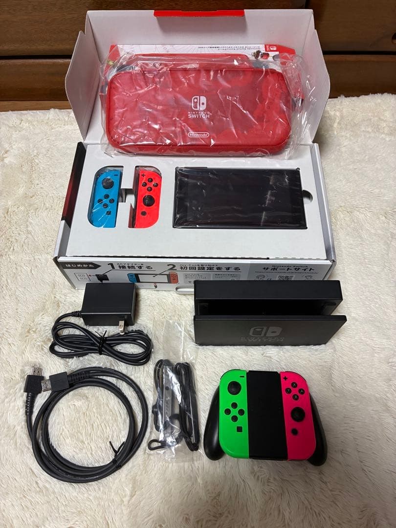 Nintendo Switch Console Joy Con Red Blue Green Pink Set