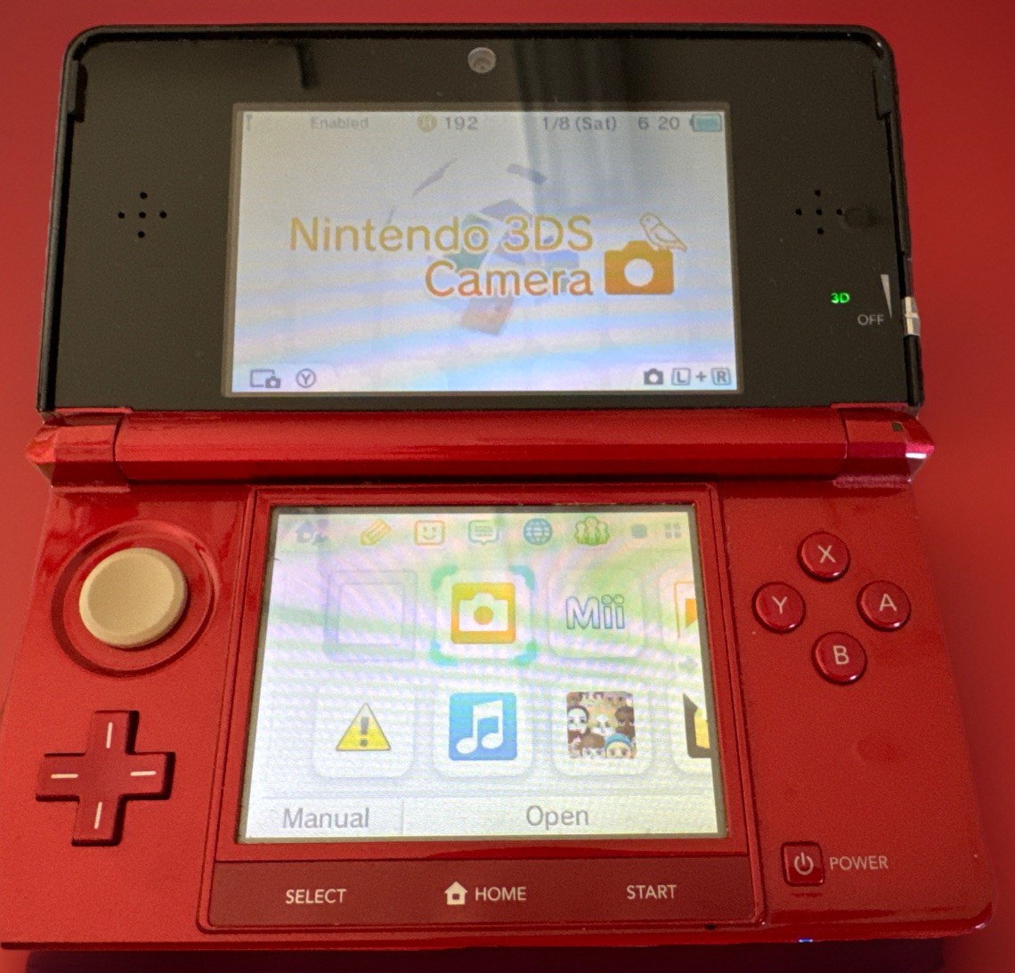 Nintendo 3DS Handheld System Red 2011 CTR-001, 2GB SD Card And Stylus TESTED