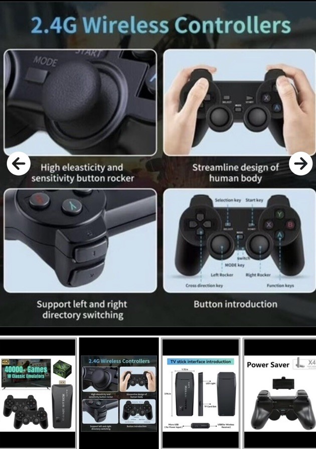 Retro Game Console, Plug and Play Video Game, 2.4GHz Wireless Controller New