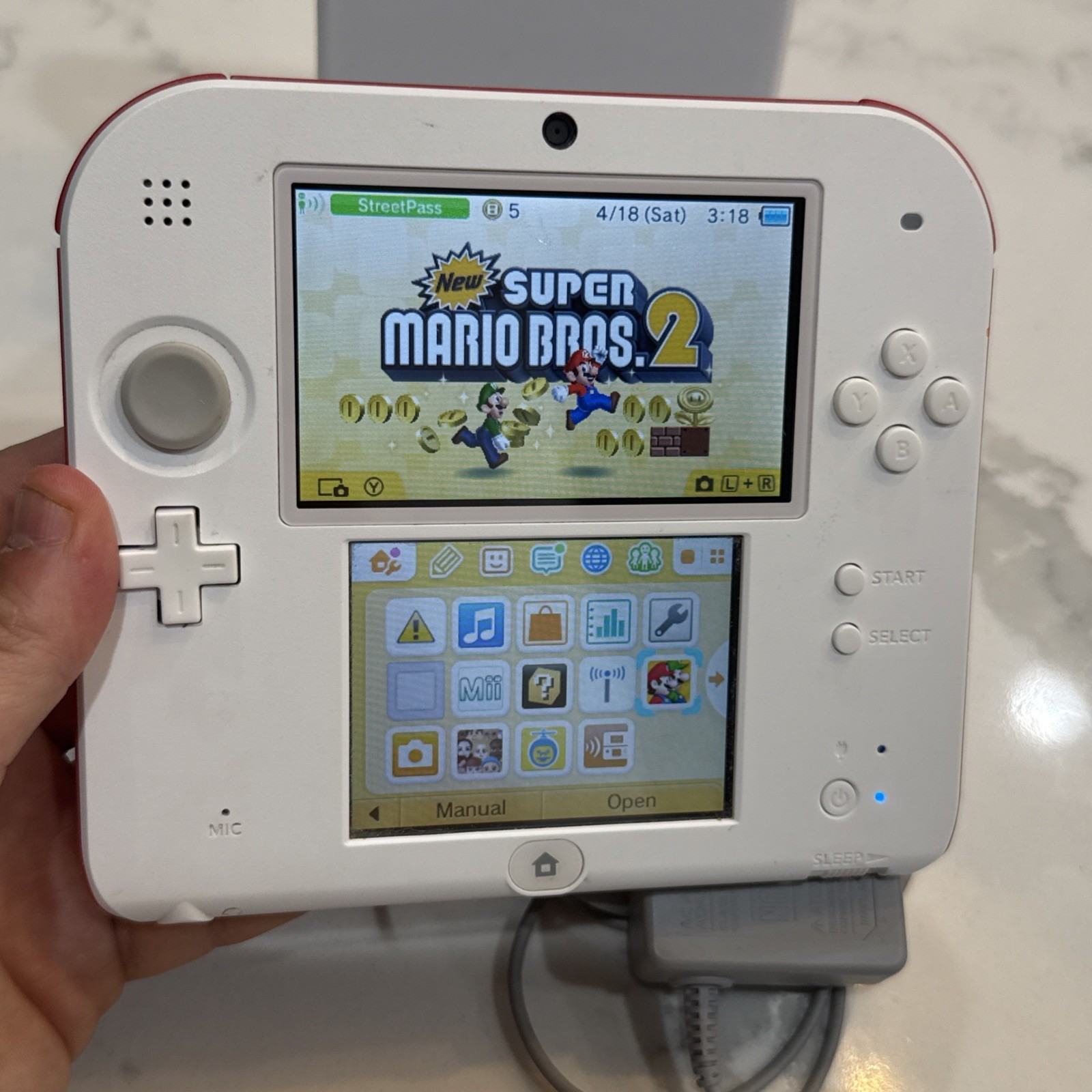 Nintendo 2DS System – White & Red – Bundle – 1 ZELDA game + Mario Downloaded