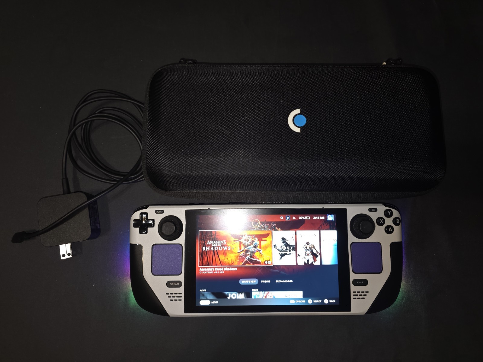 Custom 512GB LCD Valve Steam Deck With Charger And Case LED Light Back Panel