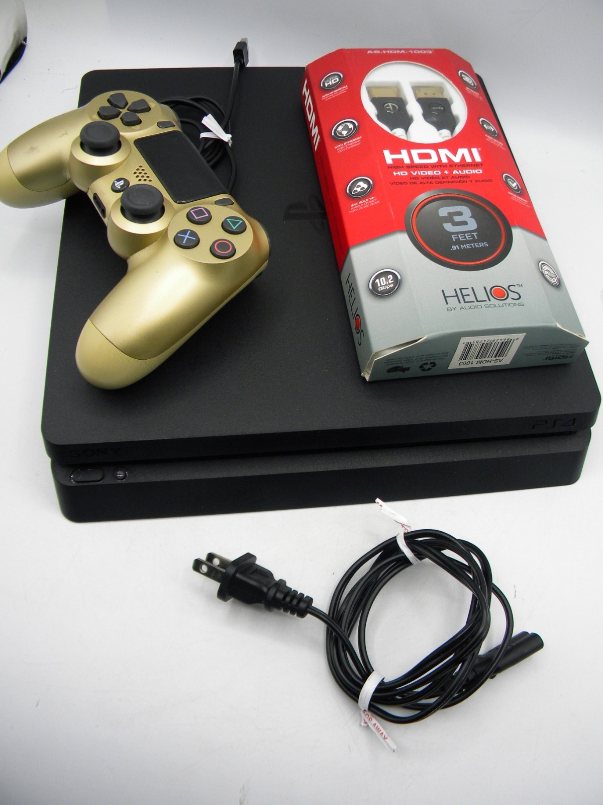 Sony PlayStation 4 Slim 1TB Game Console – Black (CUH2015B) Controller and Cable