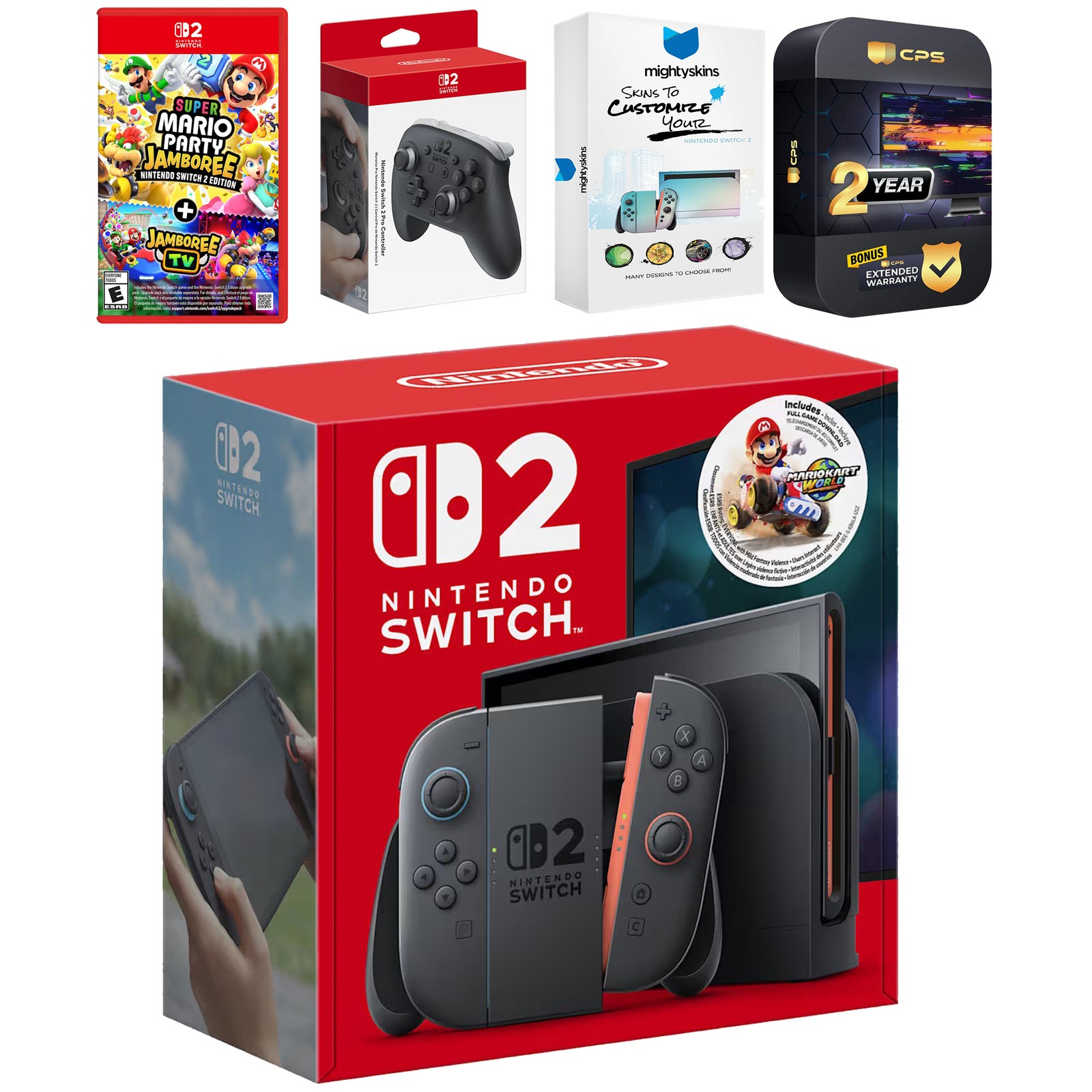 Nintendo Switch 2 + Mario Kart World + Mario Party Jamboree, Pro Controller