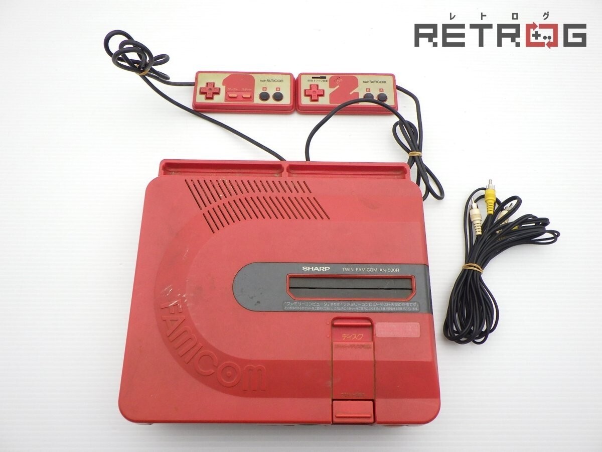 SHARP Twin Famicom AN-500R Red Game Console From Japan Working Tested AC100V