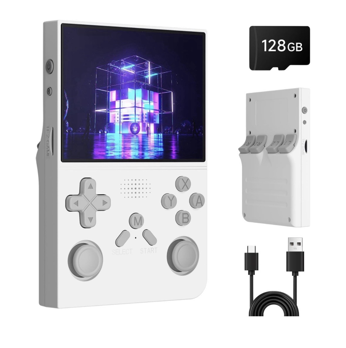 R40 Retro Handheld Game Console 3.5″ IPS Display 128G Dual Power Options W/games
