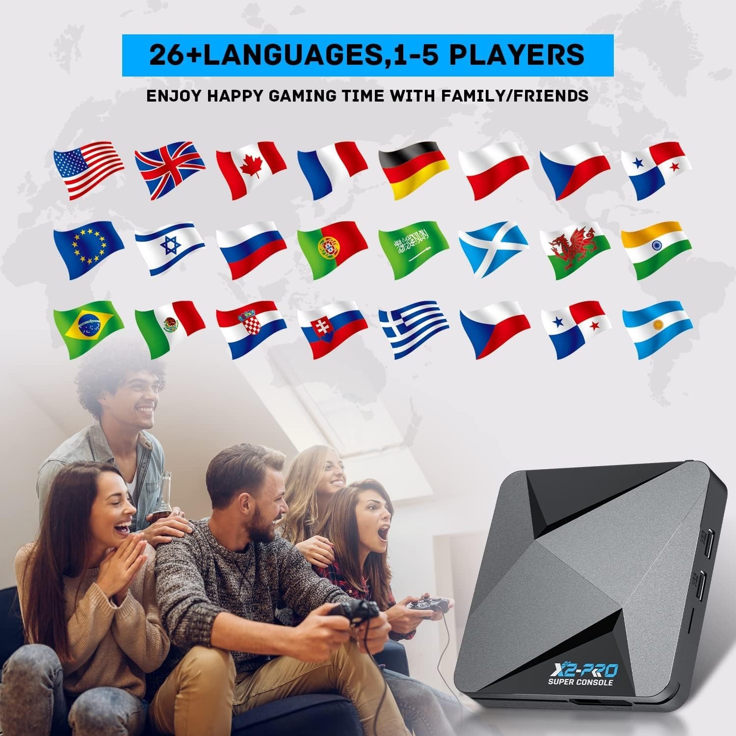 Super Console X2 PRO Retro Game Console,Built-in 65,000+ Classic Games,Android 9