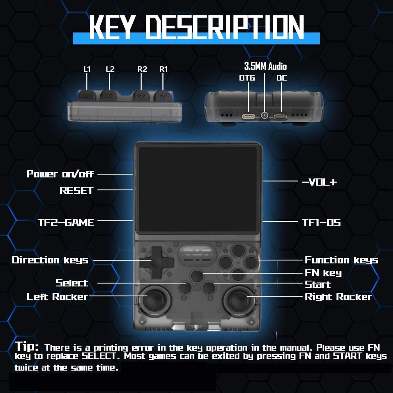Portable Handheld Game Console 3.5 Inch IPS Screen 256GB Retro Arcade