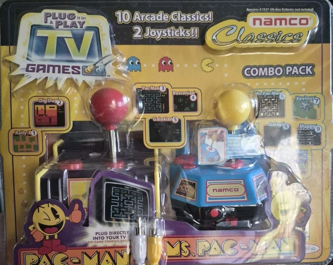 Namco Classics Combo Pack TV Plug Play Pac-Man Ms Pacman 10 Arcade Games NEW