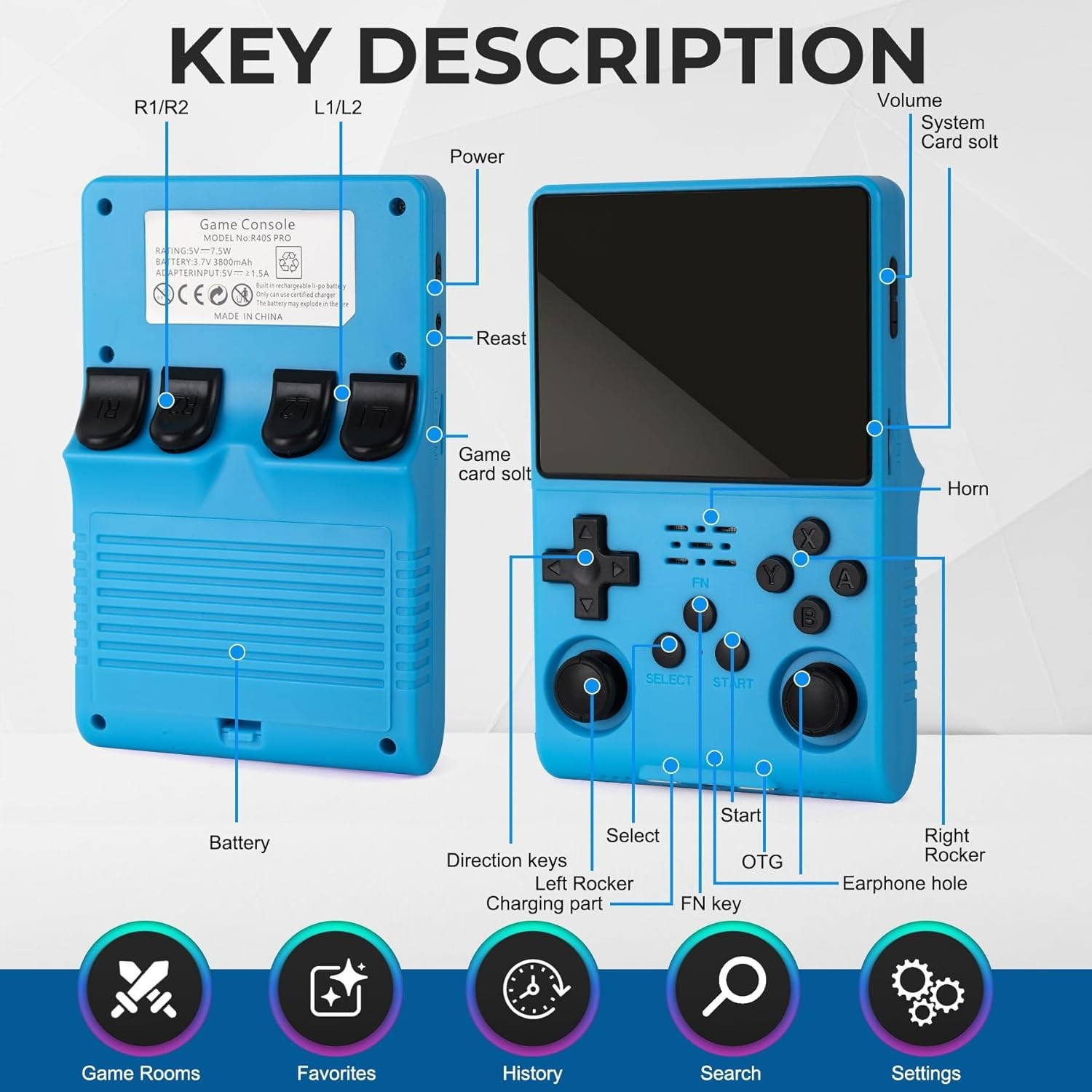 R40S PRO Handheld Game Console 3.5 Inch IPS Screen Mini Retro orange