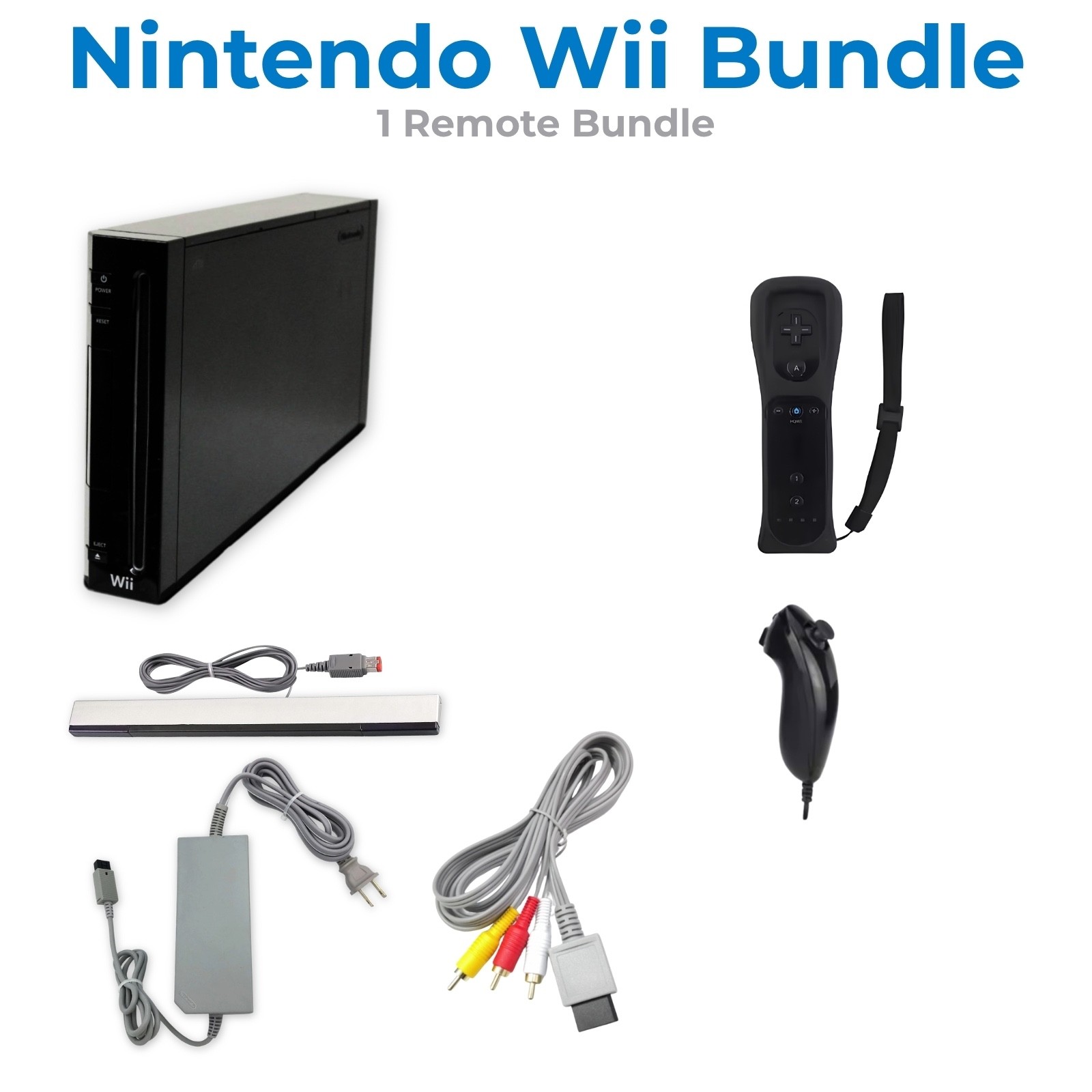 Nintendo Wii Console Black AV | 1-4 Controllers Wii Sports Smash Bros Tested
