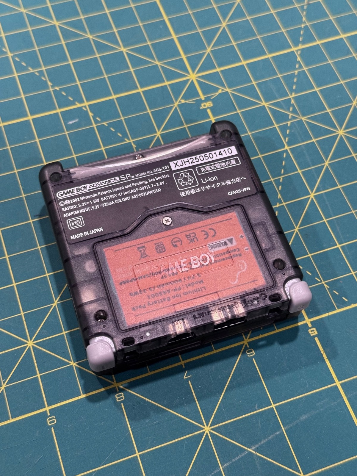 GBA SP Console with Transparent Frosted Black shell