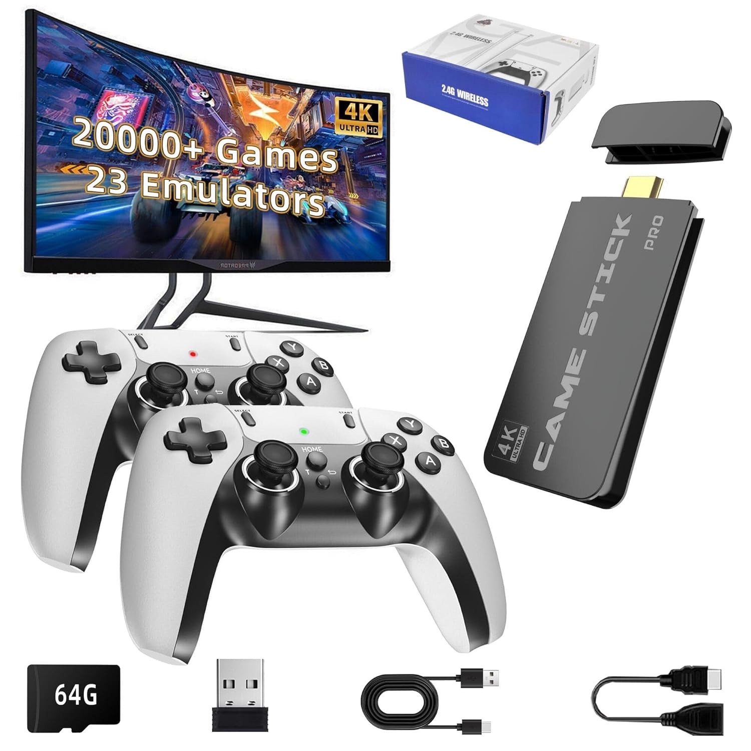 BADGOAL 2025 New Retro Game Console, 20,000+ Games and 23 Emulators, 2.4G Wirele