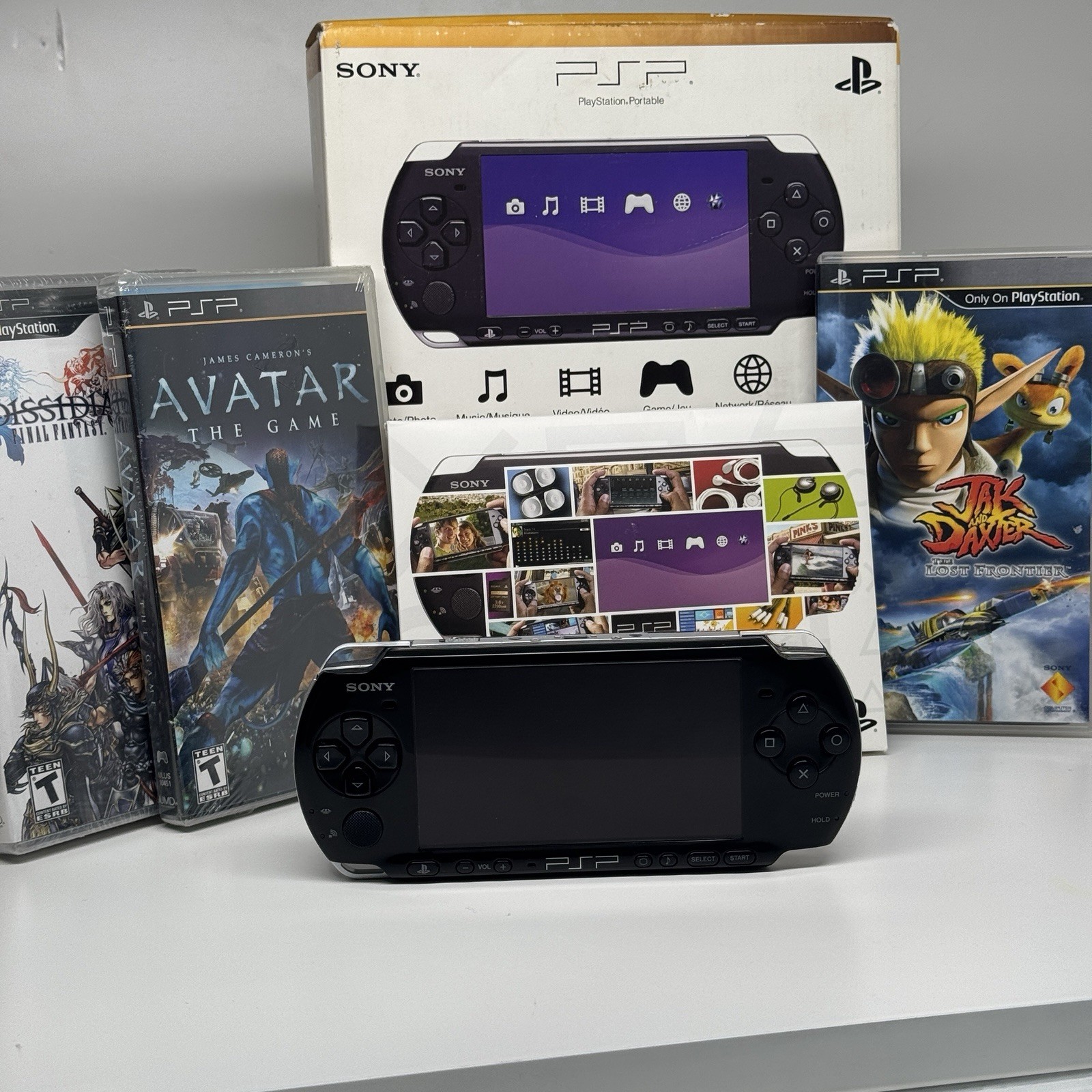 Sony PSP 3000 Core Pack Piano Black Console Bundle OPEN BOX + 3 Games 2 SEALED