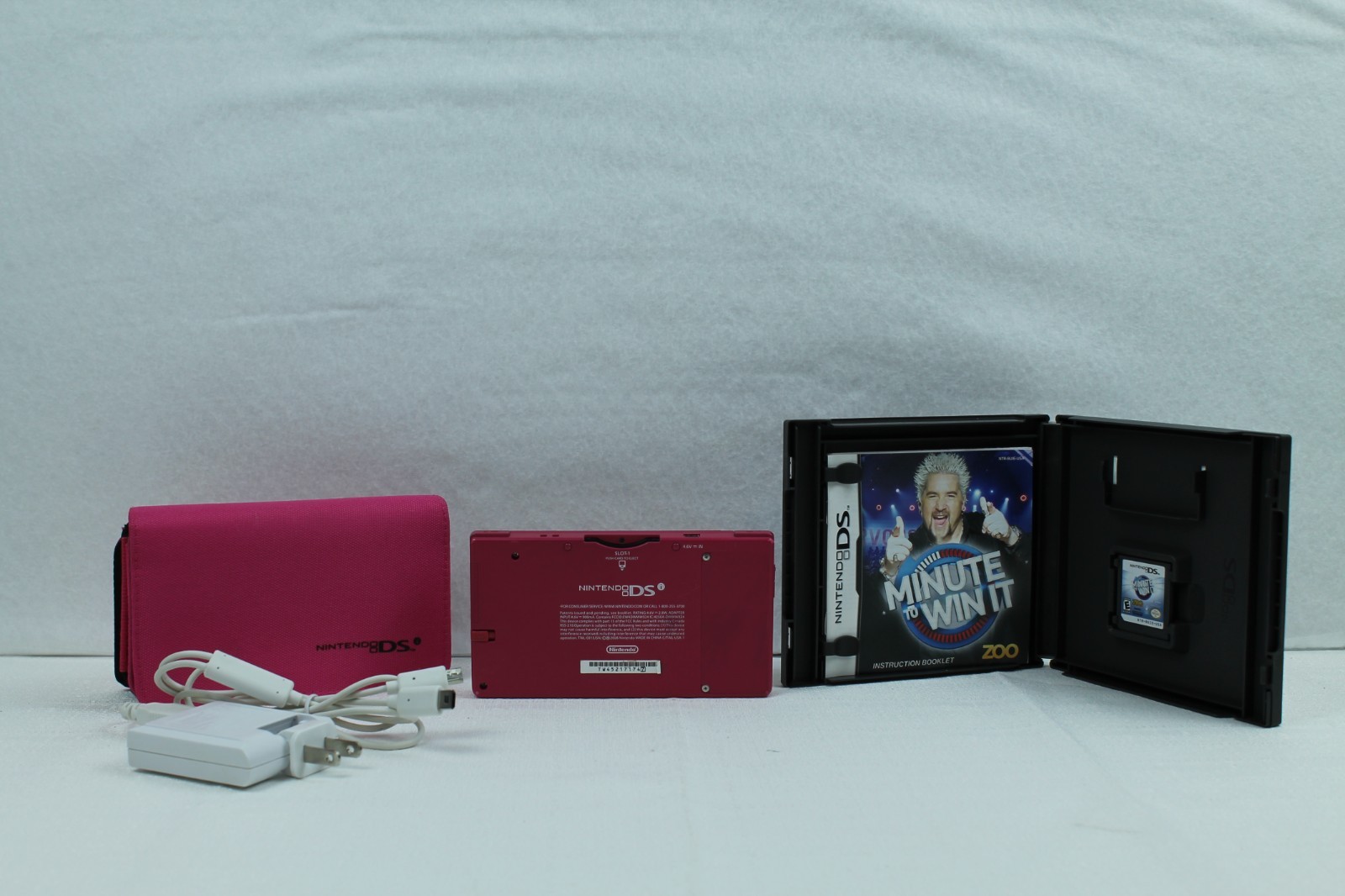 Nintendo DSi Console Pink Matte Bundle TWL-001 with 3 Games, Case, and Charger