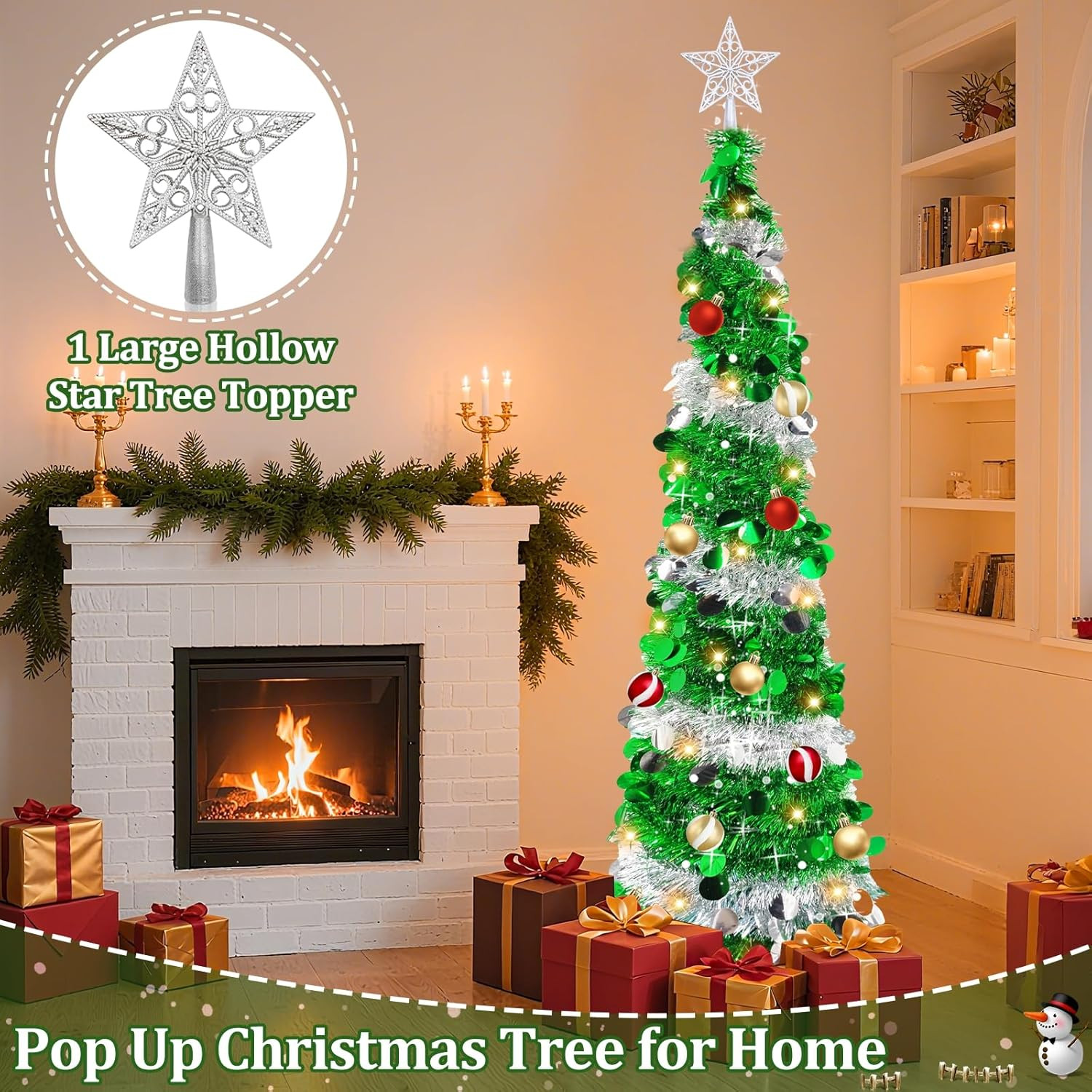 Dual Color Switch&Timer 5 Ft Pop up Christmas Tree with 50 Warm White&Color Ligh