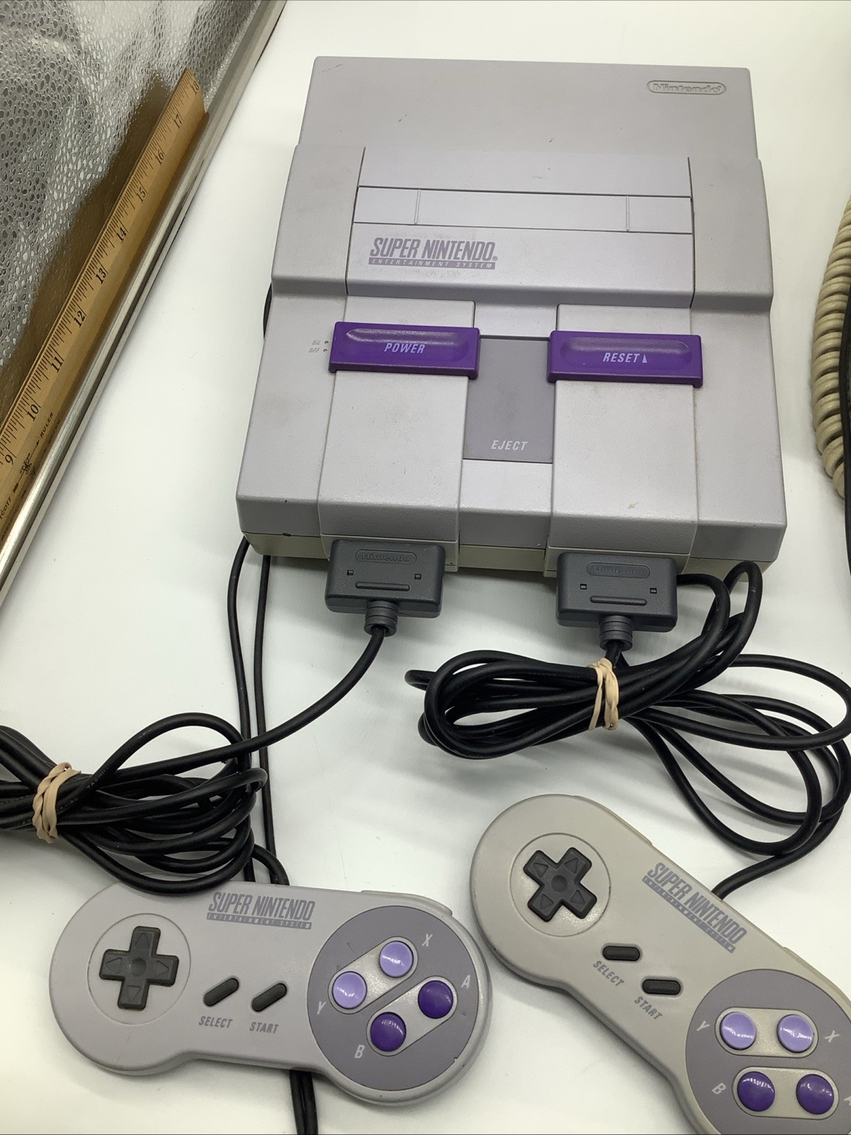 All Original OEM Super Nintendo SNES Console System Bundle 2 Controllers SNS-001