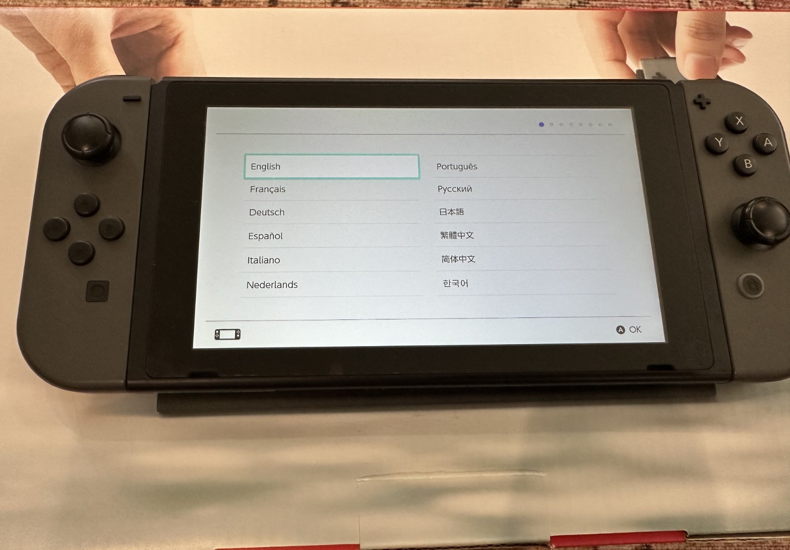 Nintendo Switch V1 XAW10001 Console w/ Box, Grip, Dock, Joy-Cons & AC Adapter