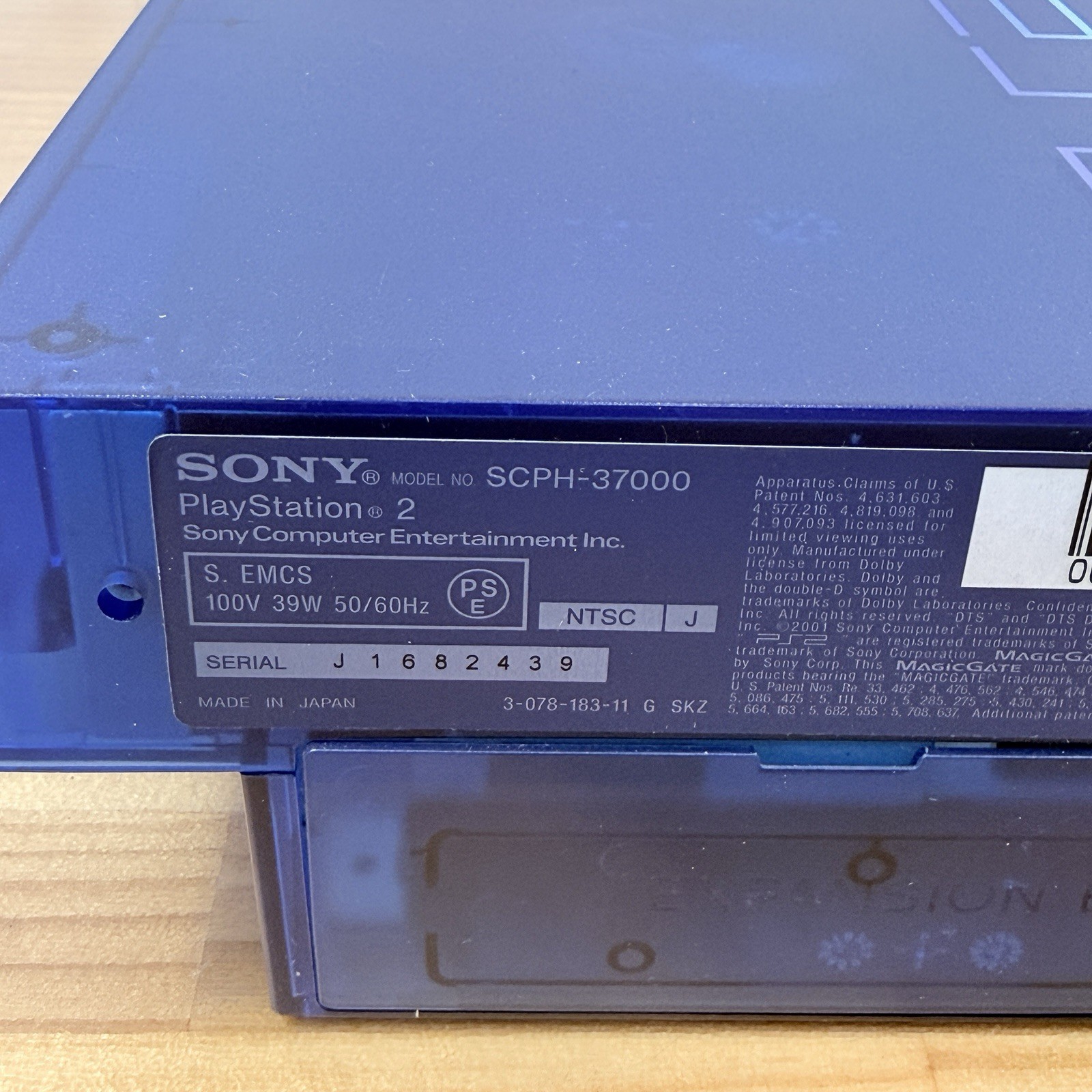 Sony PlayStation 2 Clear Blue Console SCPH-37000 Controller Set Tested Working