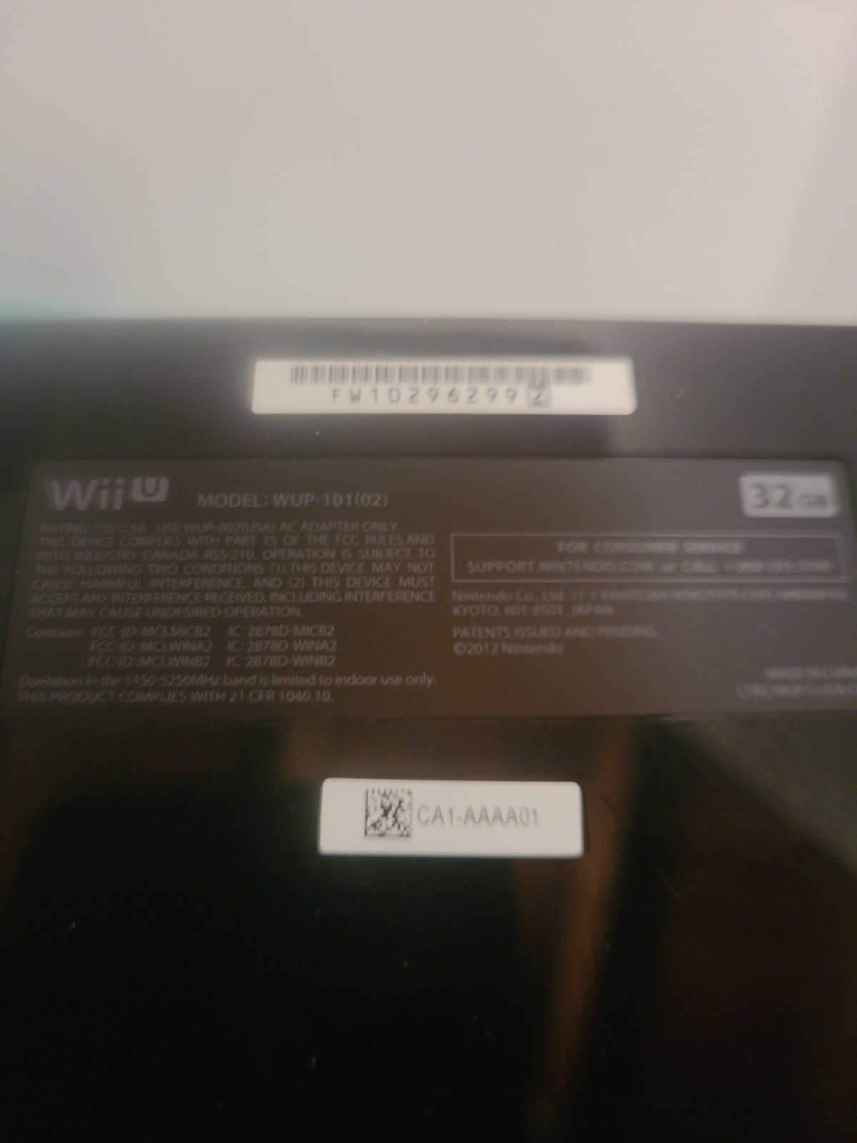 Nintendo Wii U Console WUP-010 w/ Cords UNTESTED
