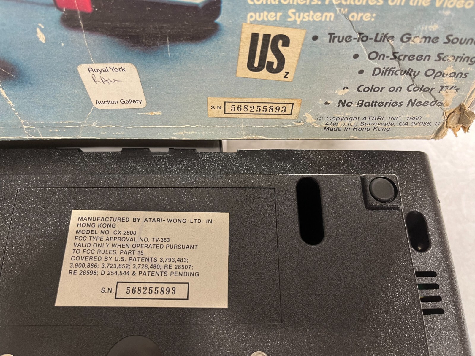 1982 ATARI VCS CX2600 *6 Switch* Console System in Original Matching Box Package