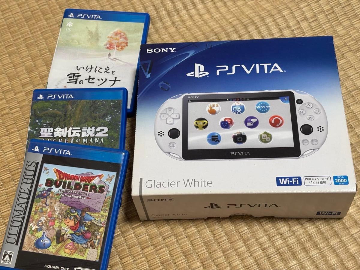 Sony PS Vita PCH-2000 Glacier White Console Bundle w/ 3 Games Tested Working JP