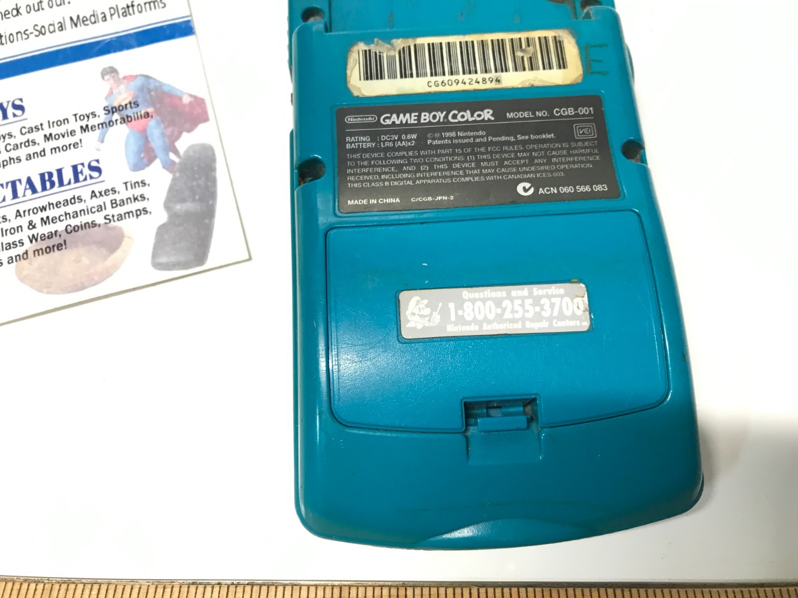 Nintendo Game Boy Color Console GBC Handheld Tested Works As Seen Teal