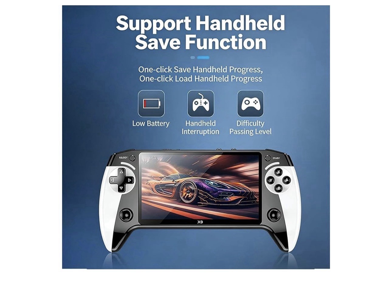 X9 Handheld Game Console 5.5″ Screen Black/White USB-C Wi-Fi 720p Region Free