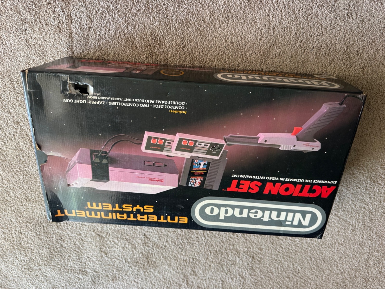 Nintendo NES Action Set video game system console CIB complete rough box L@@K