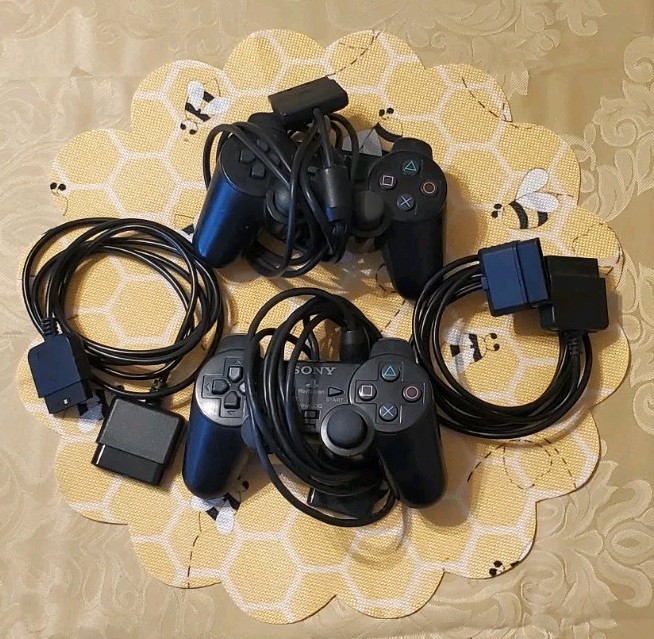 Sony PlayStation 2 Console, 4 controllers, 1 memory card, rca to hdmi converter