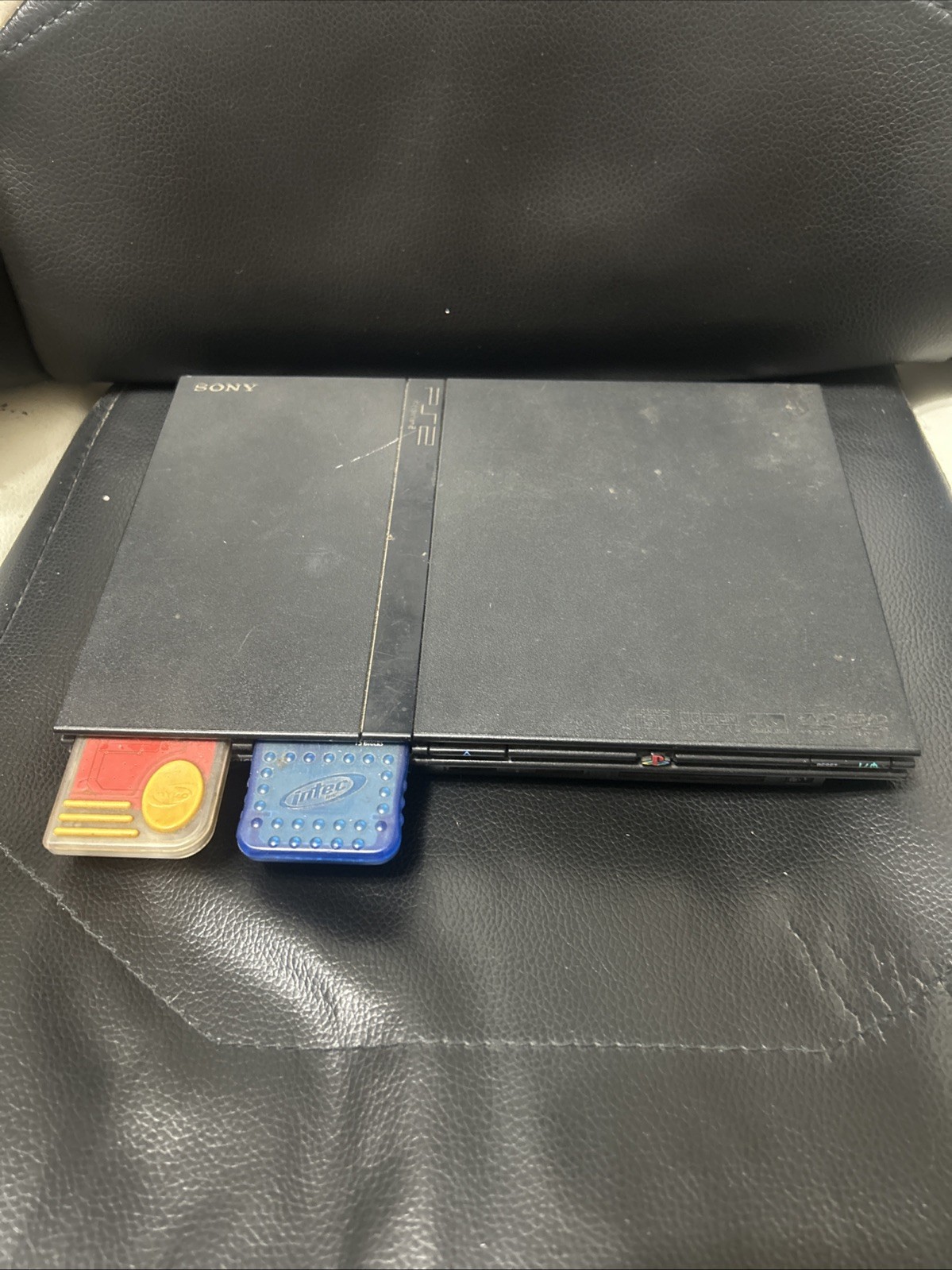 PlayStation 2 Slim Black Gaming System with Controller Cords & Memory Card