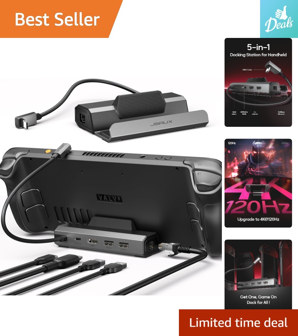 Upgraded 5-in-1 Docking Station for Steam Deck, ROG Ally X, & Legion Go 4K@120Hz