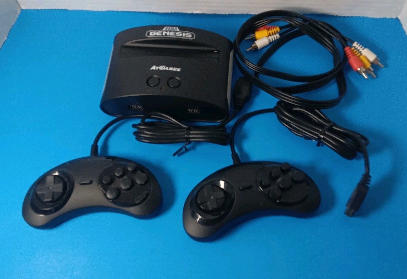Sega Genesis AT Games Mini Console 2 Controllers Cords TESTED No AC Cable