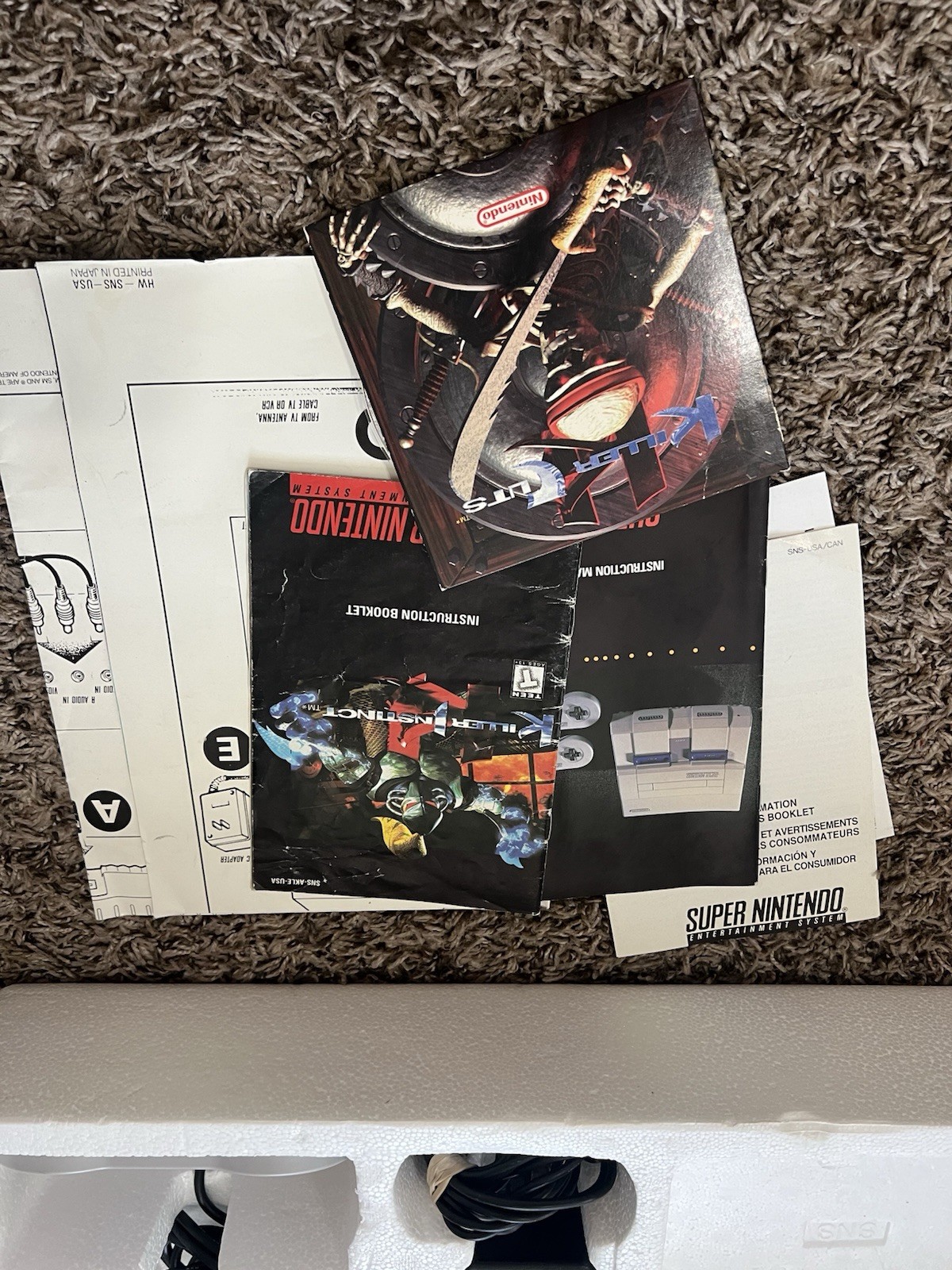 Nintendo SNES Killer Instinct Set Console Bundle w/ Box, Controller, Cables RCA