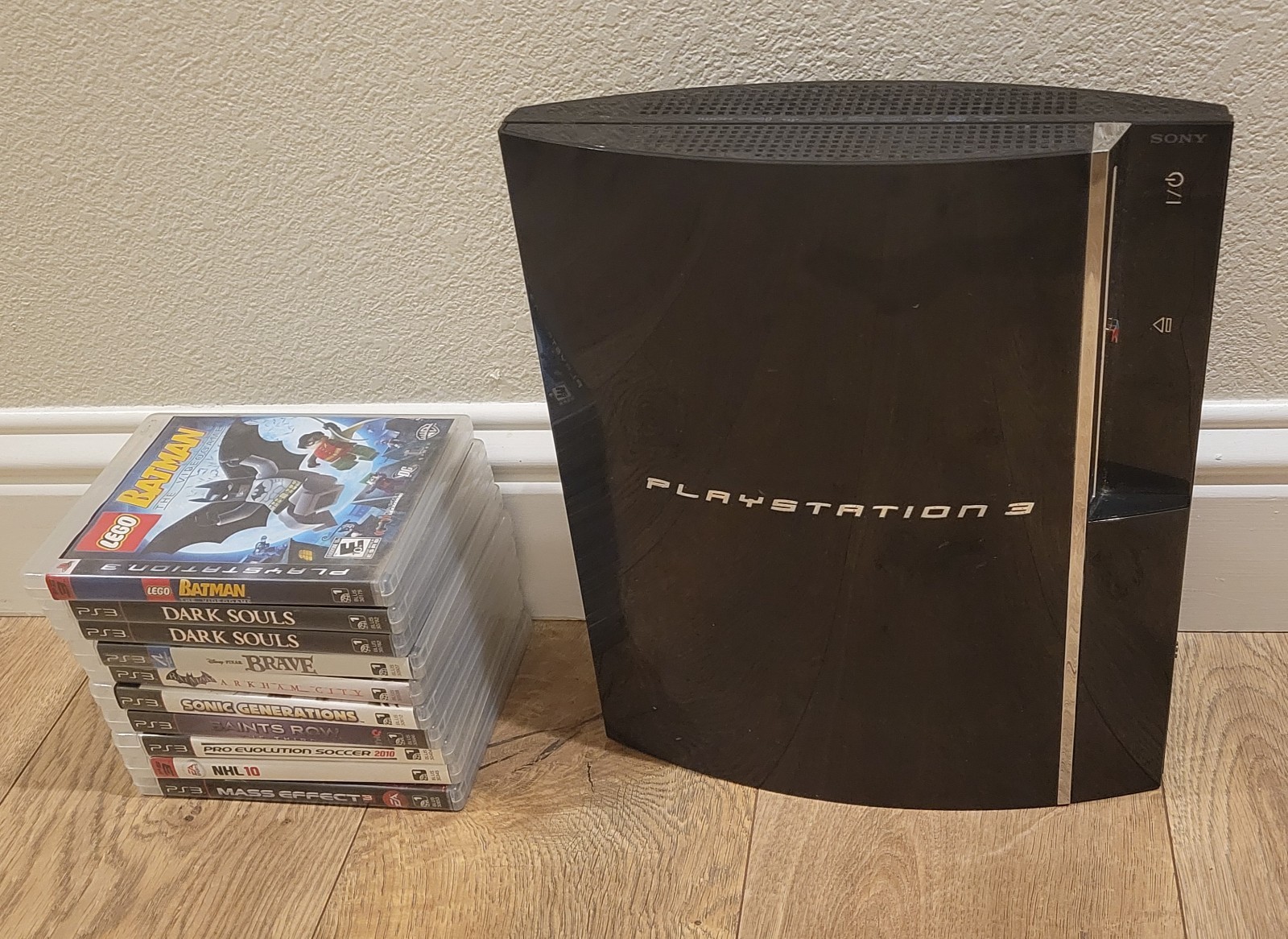 Sony PlayStation 3 80GB Console CECHE01 – FOR PARTS + Box + 9 Games – READ DESC