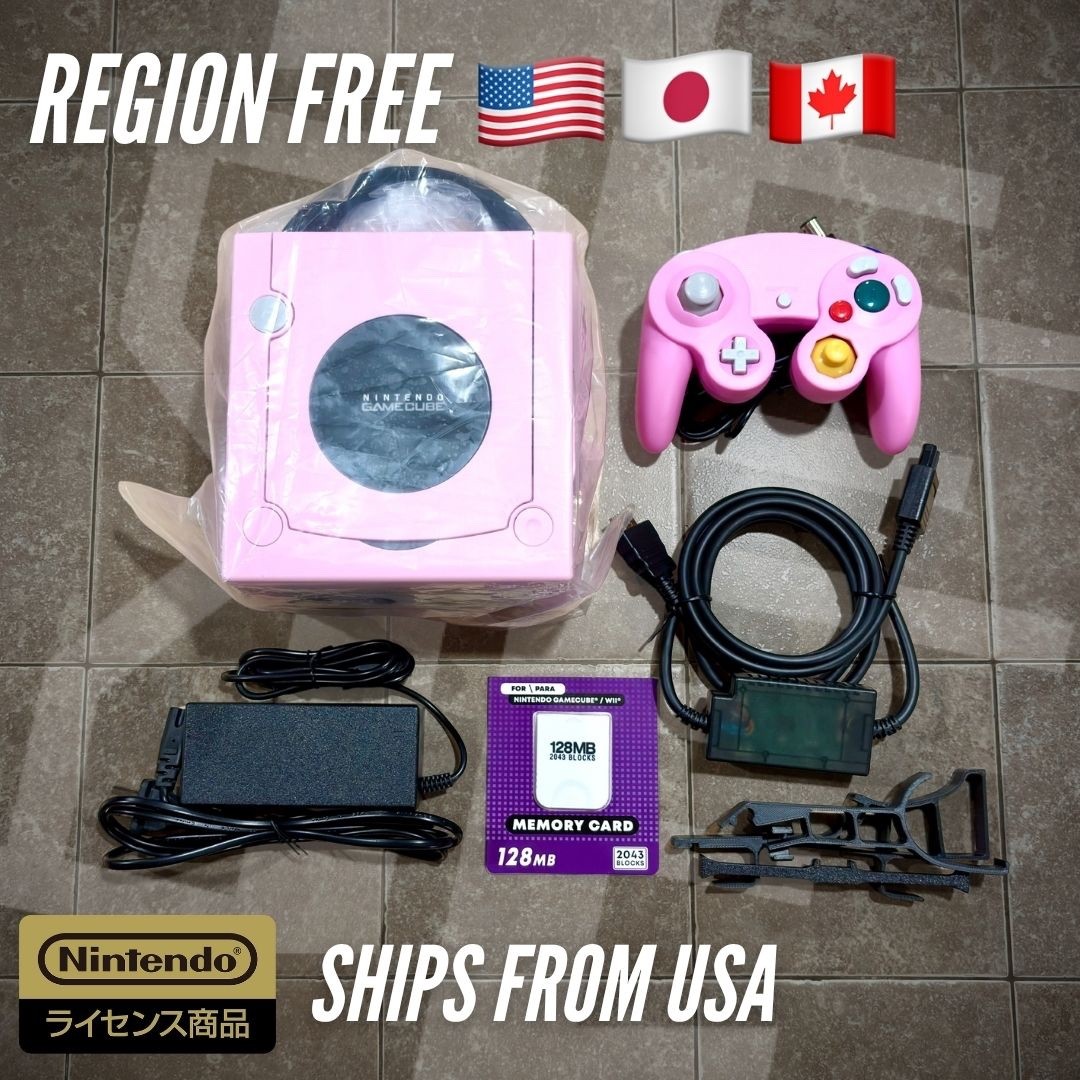 Nintendo GameCube PINK Gaming Console DOL-101 System Bundle NGC