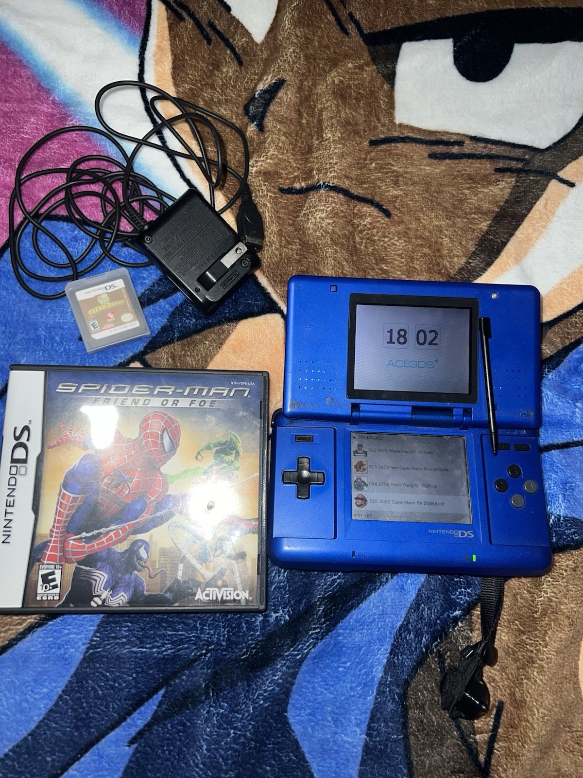 Original Nintendo DS Console Blue NTR-001 Working + Games Bundle Lot & Charger