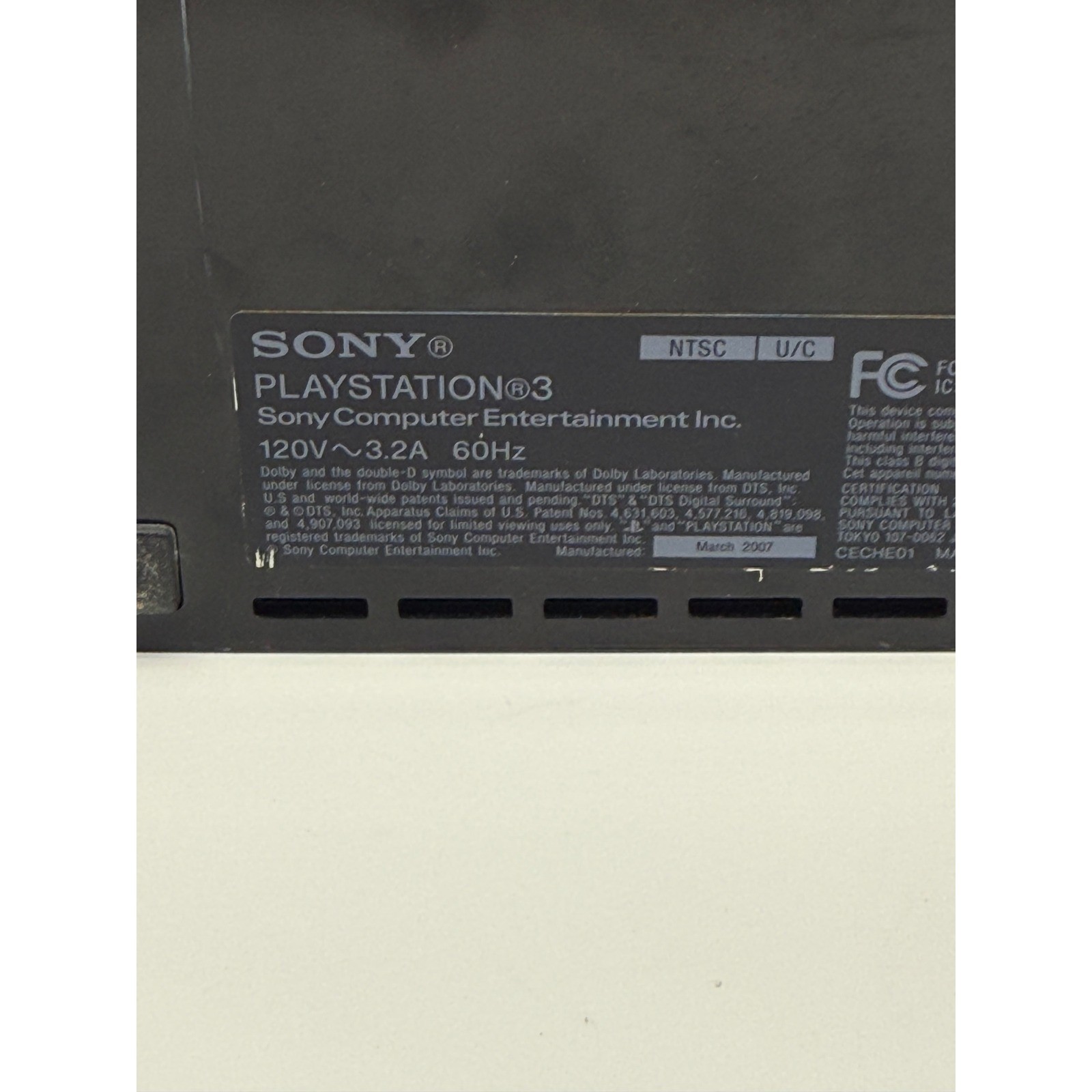 Sony PlayStation 3 PS3 CECHE01 80GB Backward Compatible Console Black Tested