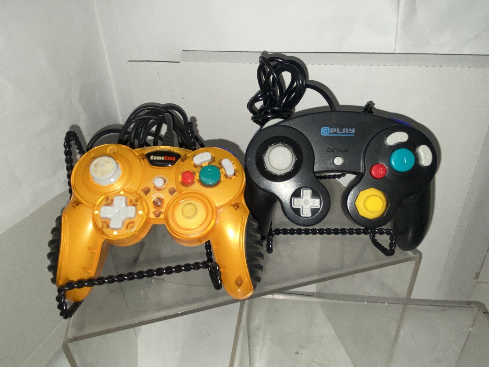 Nintendo Game Cube Controller Lot Of 2 After Market Gold Black Gamecube