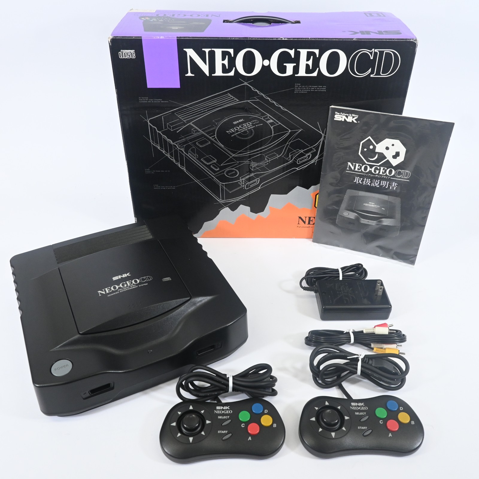 SNK Neo Geo CD Front Loading Console Boxed 2 Controllers Tested Working Japan