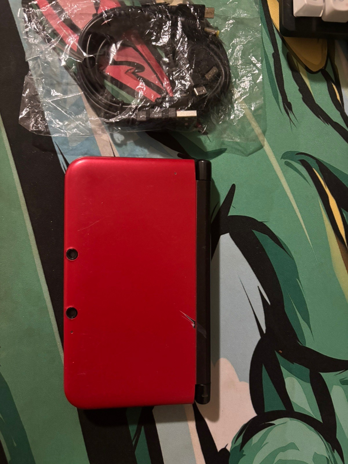 Nintendo 3DS XL Red/Black Handheld System with Charger *TESTED*