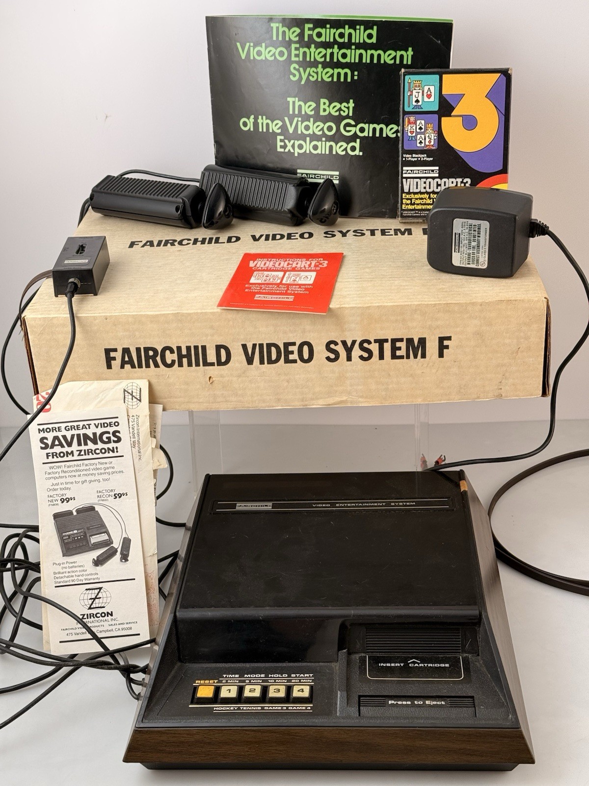 VTG Fairchild Channel F Video Entertainment System 3 Video Cart Game UNTESTED