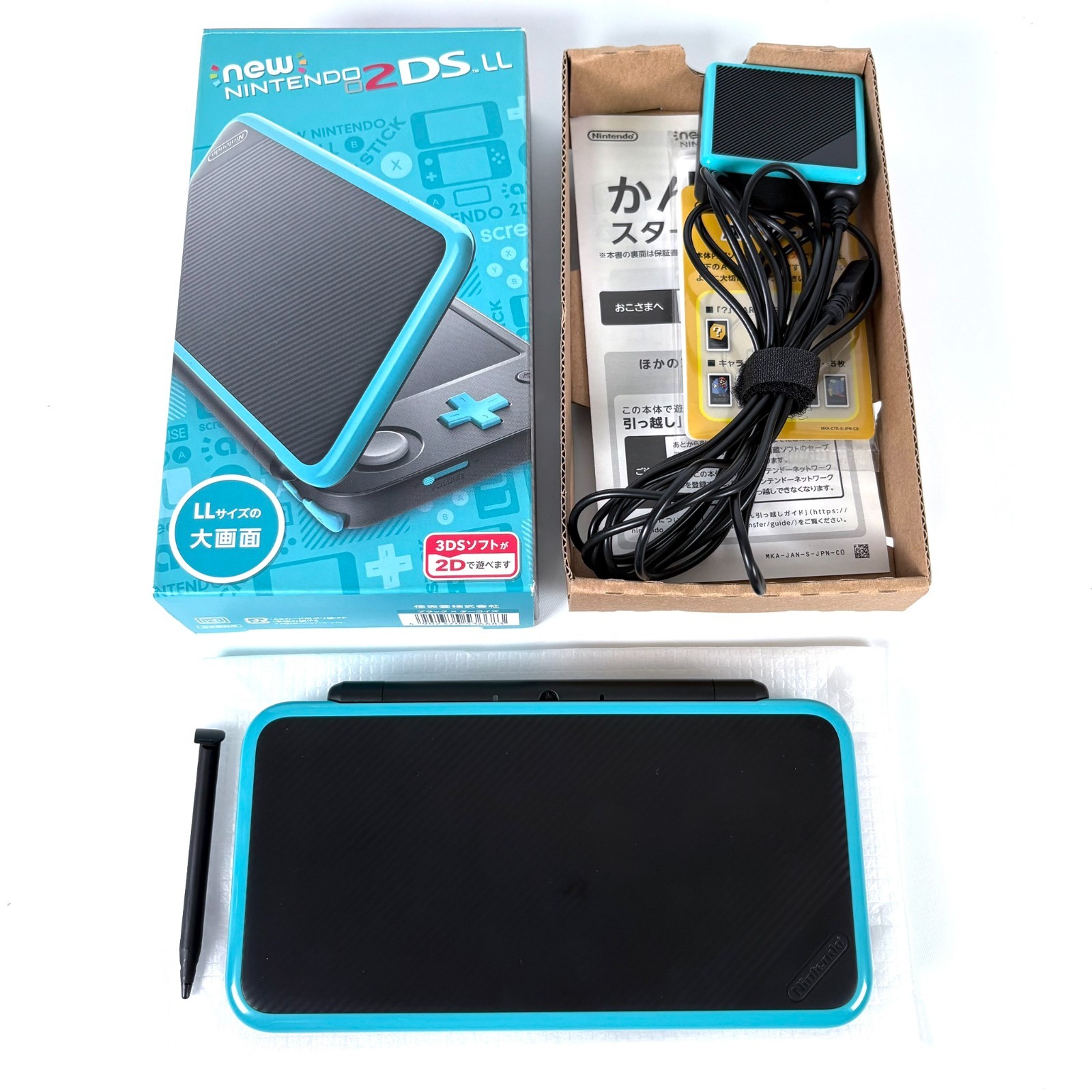 new Nintendo 2DS XL LL Black & Turquoise Blue NTSC-J Japan Console [Near Mint]