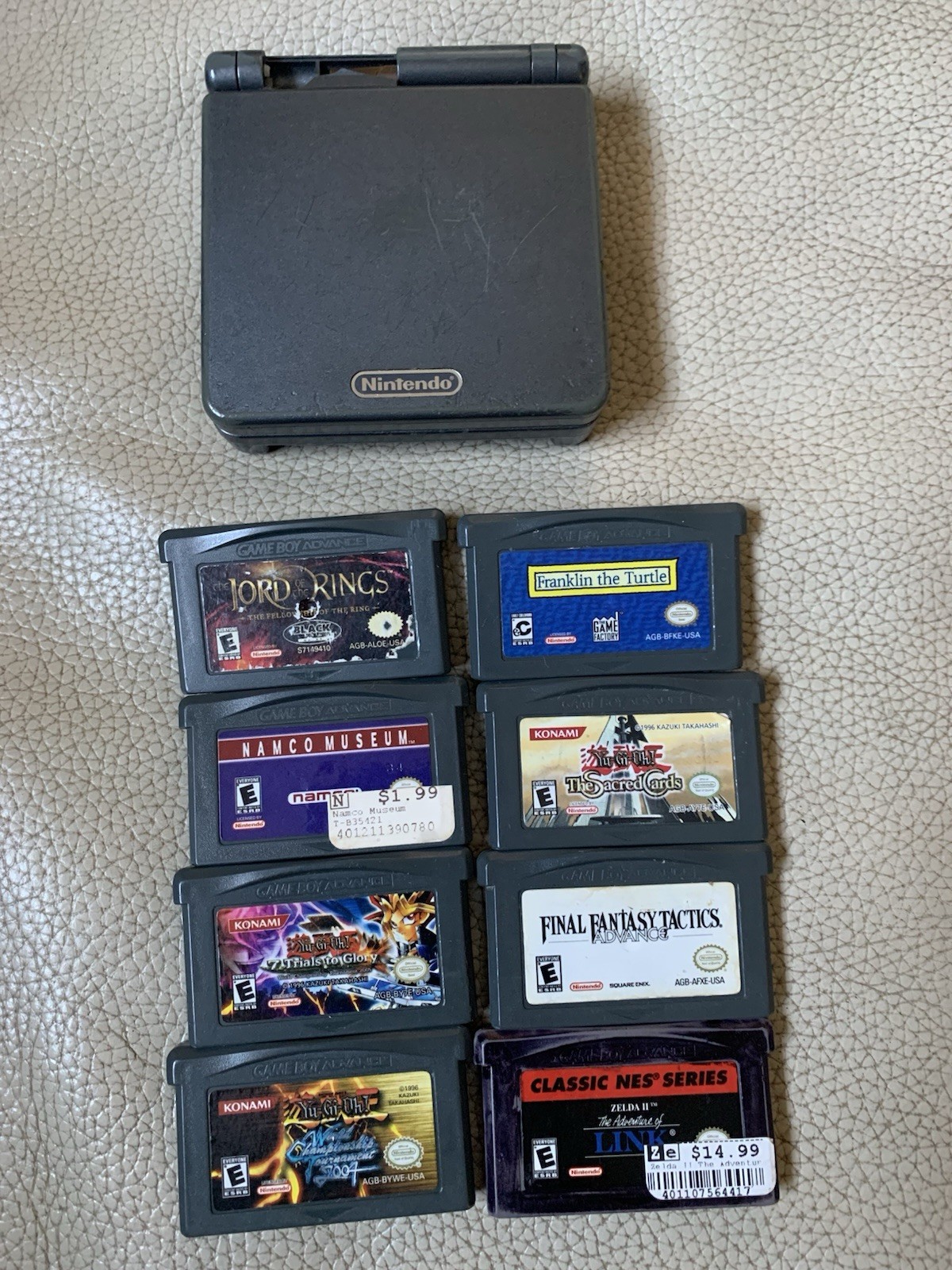 Game Boy Advance GBA SP AGS-101 System With 8 Games- Graphite/Black – Tested