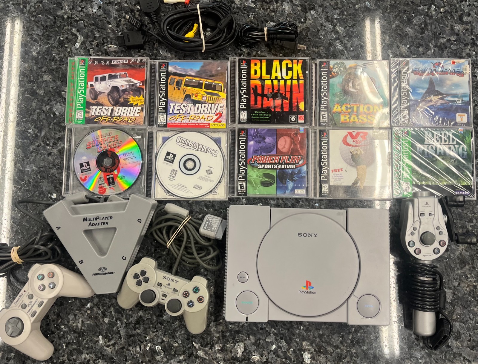 Sony PS1 Console BUNDLE SCPH-1001 – TESTED W/ MULTI-PLAYER ADAPT+ 10games &BONUS