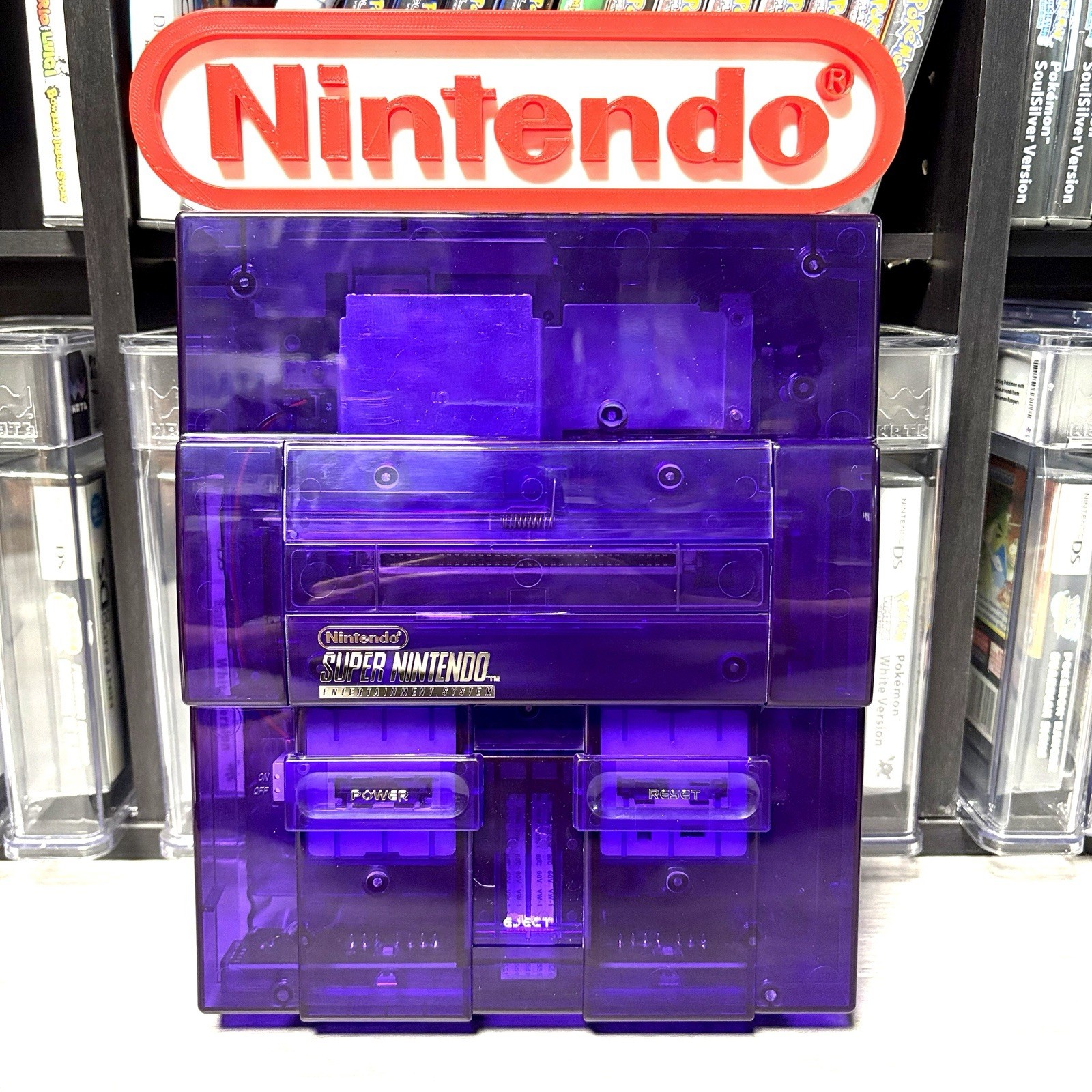 SNES Custom Transparent Purple Super Nintendo SNES Game Console SNS-001