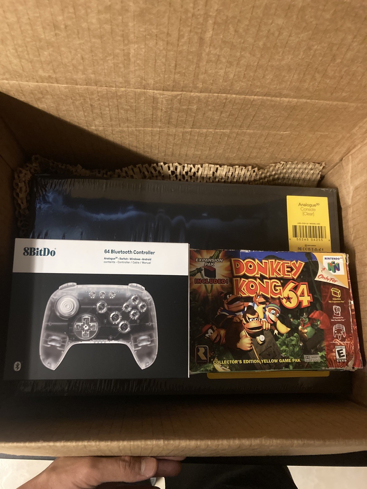 Analogue 3D Clear Edition Console + Matching Controller + Donkey Kong 64 CIB